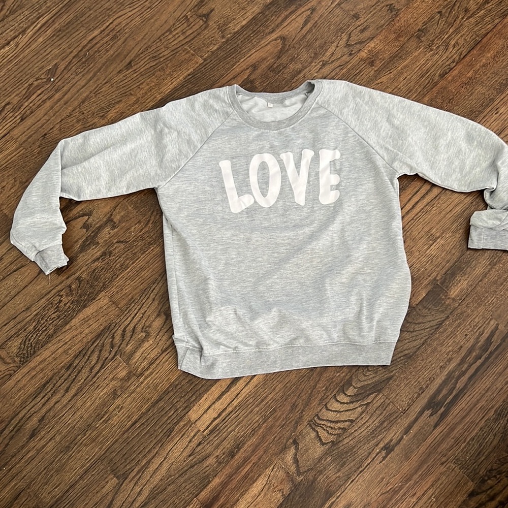 Women’s Gray Sweatshirt with LOVE word Size M - worn once